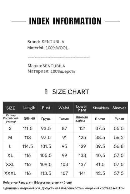 SENTUBILA Women 100% Wool Long Wrap Coat 2026 Elegant Notched Collar Belted Warm Double Faced Woolen Winter Overcoat W24O43352