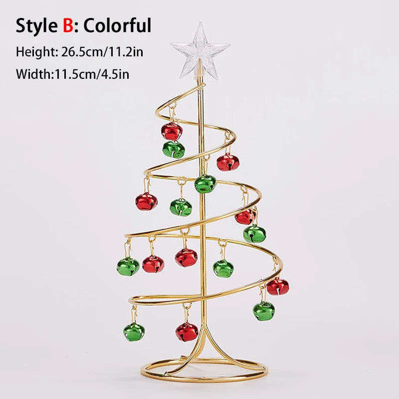 Iron Lace Christmas Tree Mini With Bell Star Desktop Ornament Ornament New Year Christmas Eve Gift Celebrate Party Xmas 2026