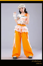 Girls Off Shoulder Crop Top & Cargo Pants Set