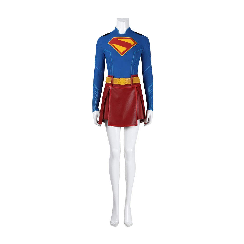 Supergirl Cosplay Costume Set with Jumpsuit, Cape, and Belt