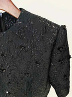 HIGH STREET Newest 2024 Designer Fashion Stylish Dress Women's Beaded Floral Jacquard Trimmed Dress