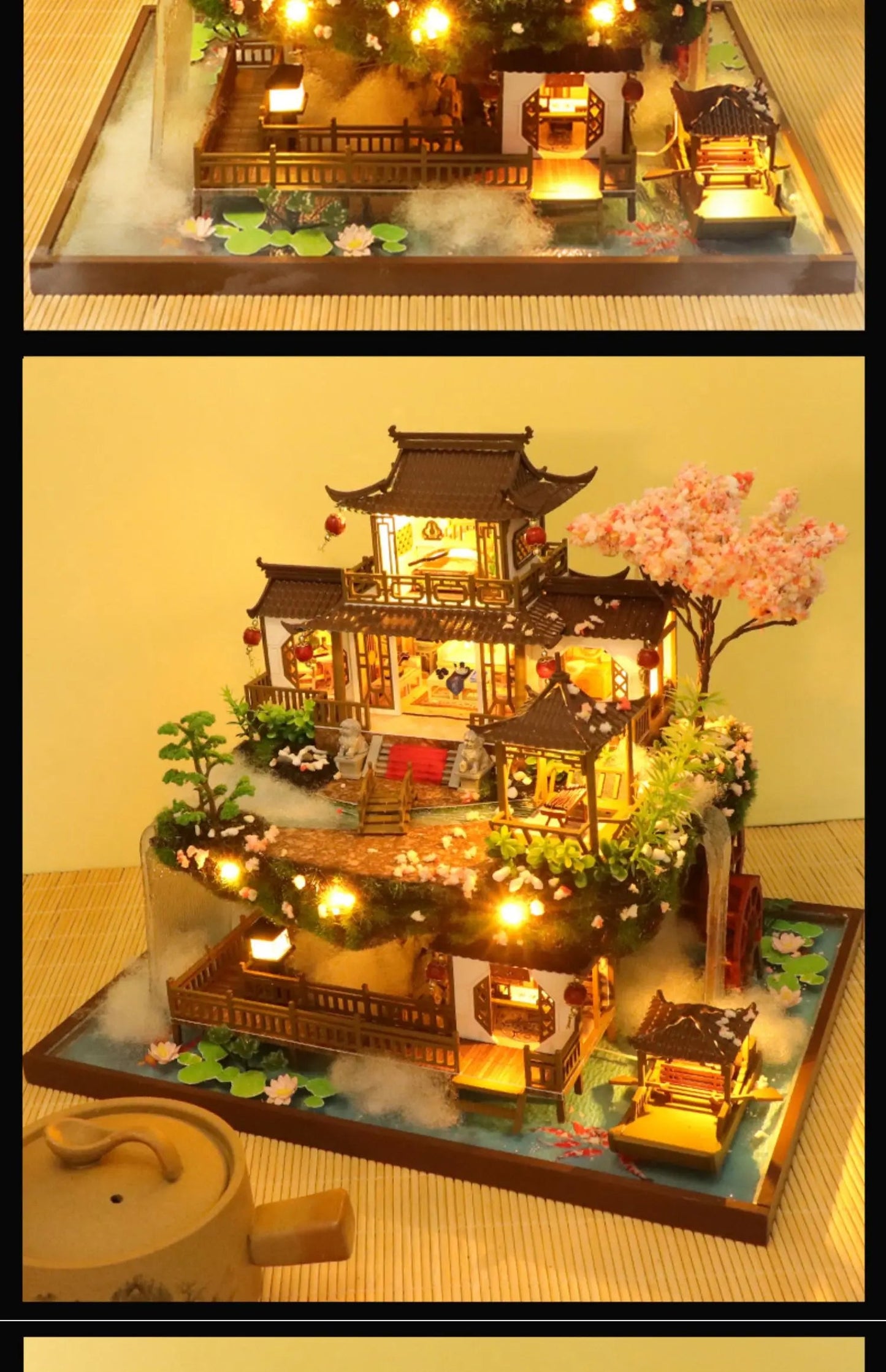 DIY Wooden Chinese Ancient Casa Miniature Building Kits Bookend With Lights Assembled Bookshelf Home Decoration Friends Gifts SS69