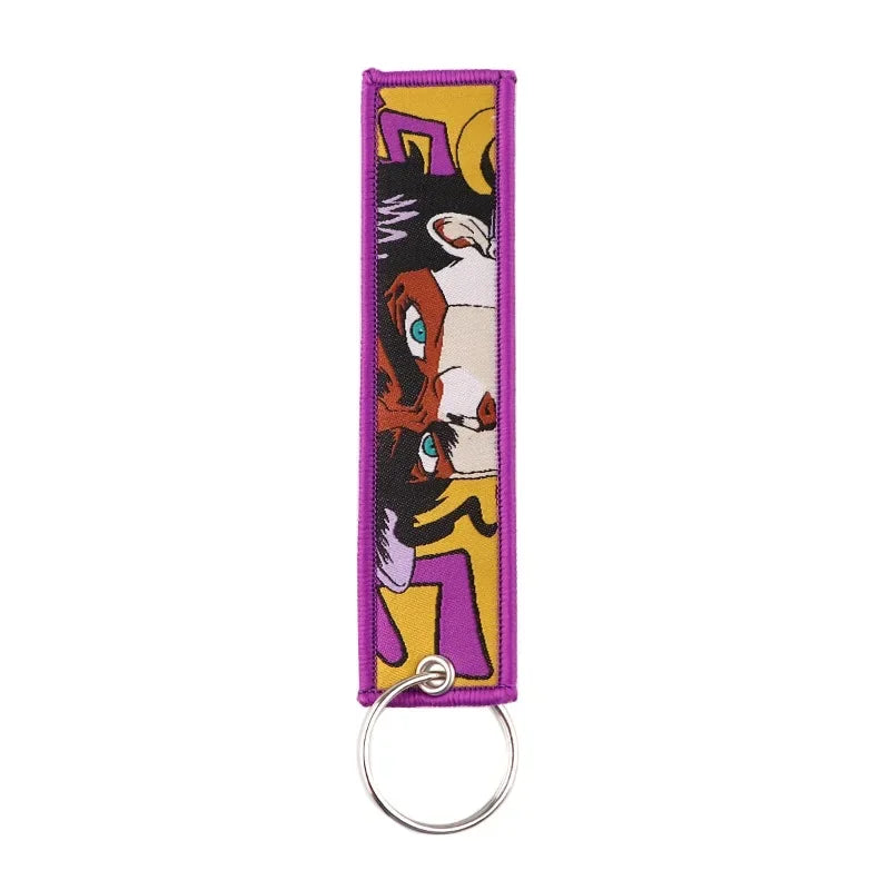 Sword Wind Legend Anime JOJO Wonderful Adventure Weaving Mark Keychain Sword Wind Legend Decorative Chain Fabric Key Pendant