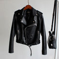 Women's PU Leather Motorcycle Jacket - Slim Fit, Turn-Down Collar