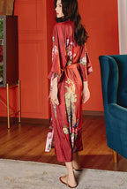 Women's Long Silk Satin Kimono Robe - Lightweight & Soft