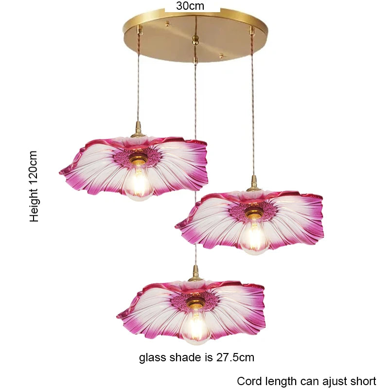 Vintage Pendant Lights Flower Glass Hanging Lamps Home Decoration Lighting Living Room Bedroom Bedside Light Fixture Indoor Shop