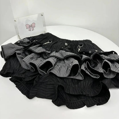 Japanese Sweet Y2k Elegant 2 Piece Set Woman Long Sleeve Chic Blouse+ Mini Ruffle Skirt Female Korea Style Rave Birthday Outfits SS69