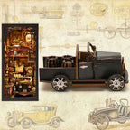 Book Nook Kit Classic Car F1 DIY Wooden Puzzle Bookshelf Insert Decor Dollhouse Model Bookend Building Home Decoration Gifts