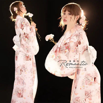 Fashion National Trends Women Sexy Kimono Yukata Dress With Obi Novelty Evening Dress Japanese Cosplay Costume Floral One Size