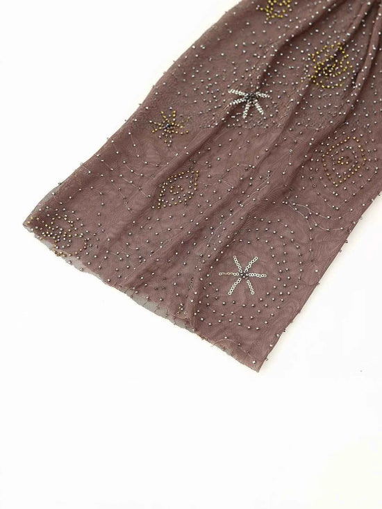 Women Fashion Translucent Sequin Pants Vintage Brown Elastic Waist Straight Trousers Spring Summer Holiday Party Pant