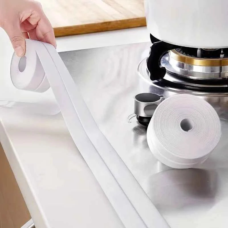 1roll White Stain Resistant PVC Waterproof Caulk Tape for Bathroom and Toilet, Self-Adhesive Sealant Strip for Wall, Sink, Floor
