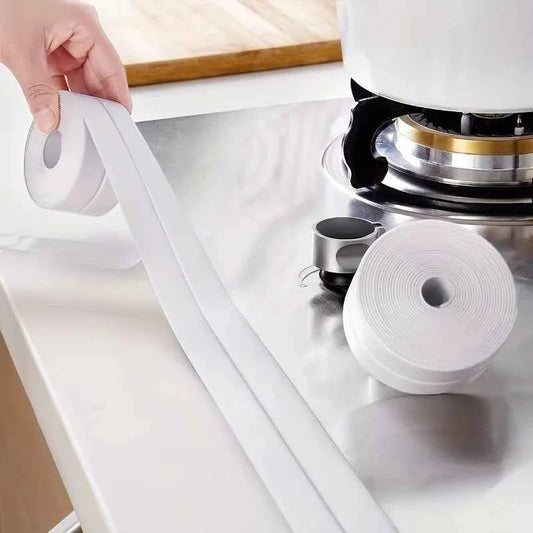 1roll White Stain Resistant PVC Waterproof Caulk Tape for Bathroom and Toilet, Self-Adhesive Sealant Strip for Wall, Sink, Floor