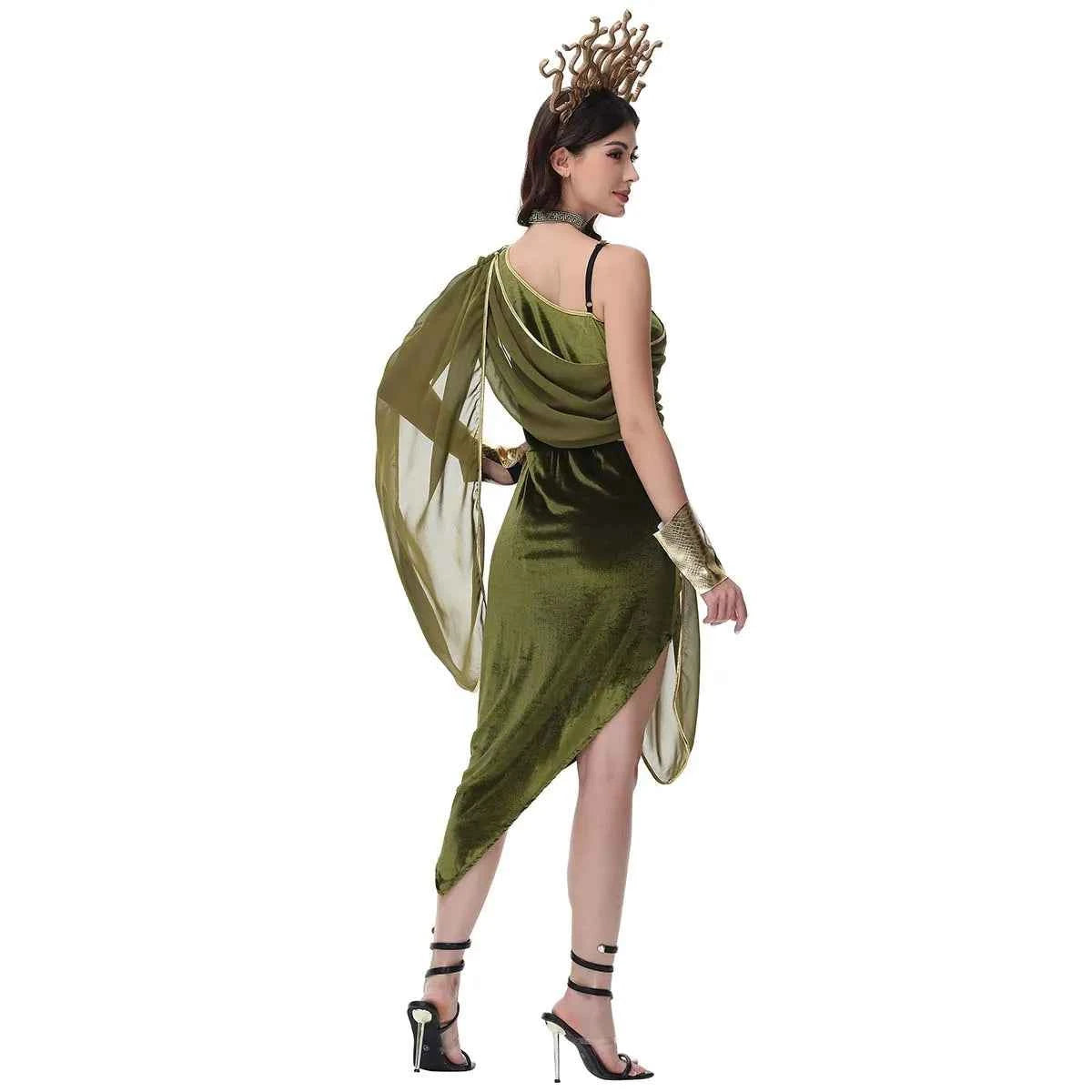 SS69 Women's Medusa Greek Myth Jumpsuit Costume - Green Polyester