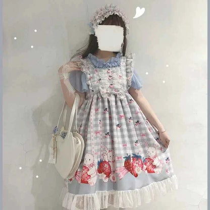 KOSAHIKI Japanese Lolita Dress Girls Strawberry Bunny Jsk Dresses Women Harajuku Sleeveless Cute  2026 Cosplay Vestido