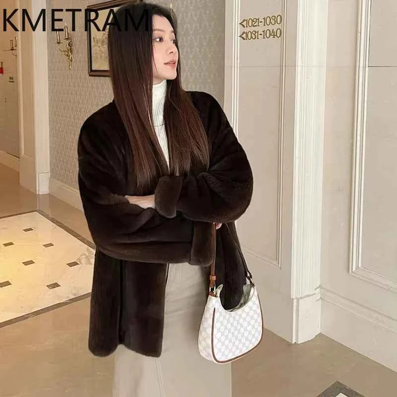 Winter Womens Real Mink Fur Coat High Quality V-neck Fur Jackets for Women New in Outerwears Luxury Clothes 2024 шуба женская