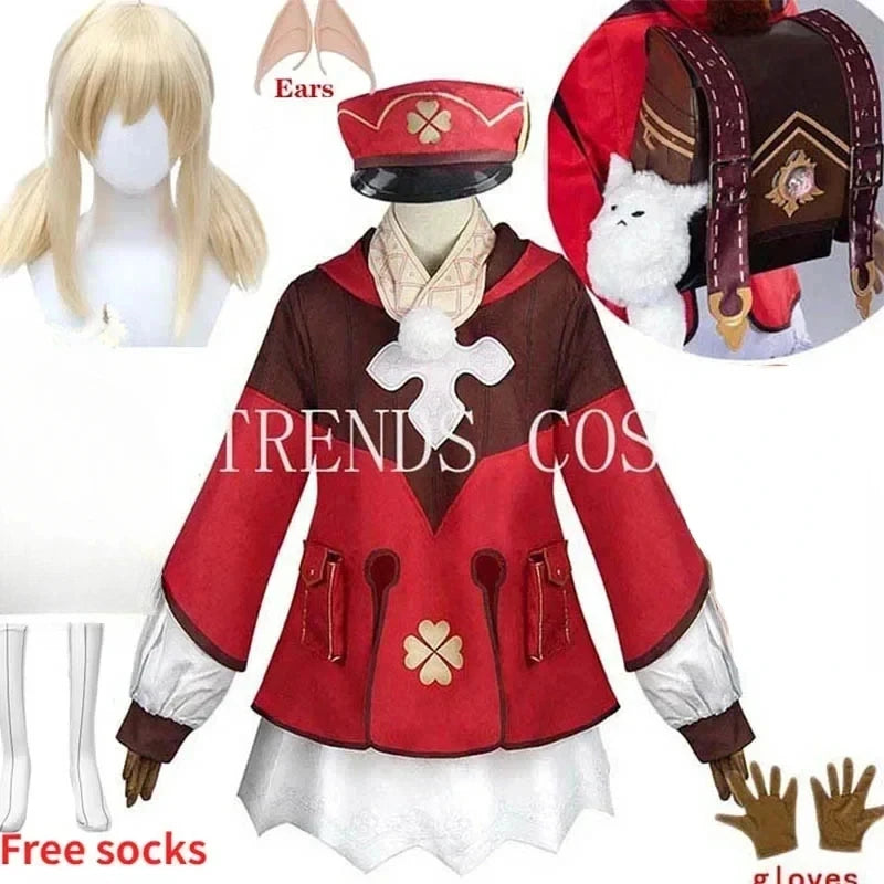 Genshin Impact Klee Cosplay Costume Set with Wig