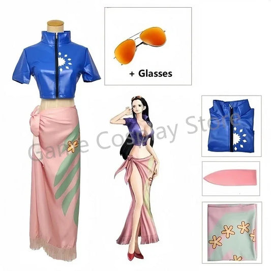 Nico Robin Anime Cosplay Costume Set for Women - Polyester Top and Skirt
