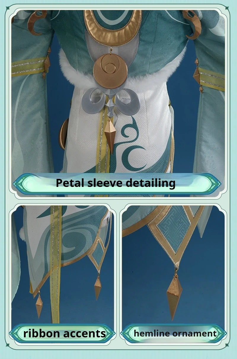 Genshin Impact Zibai Cosplay Costume Set: Exquisite Elegant White Qipao with Socks,Accessories Wig Party Comic Con Performance