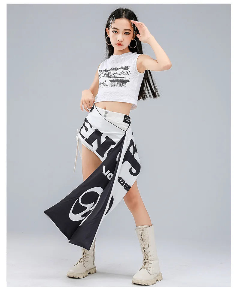 Girls K-Pop Street Dance Crop Top & Hot Pants Set