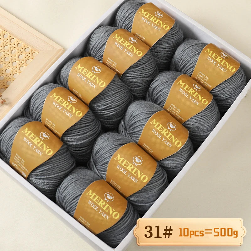 500g of High-Quality 212 Medium-Fine Alpaca Wool Yarn, Suitable for Knitting Sweaters, Scarves, and Hats, 10 Skeins/Pack