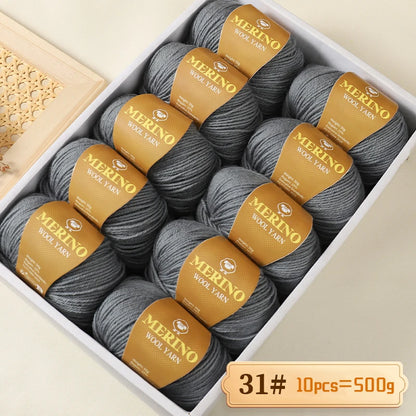 500g of High-Quality 212 Medium-Fine Alpaca Wool Yarn, Suitable for Knitting Sweaters, Scarves, and Hats, 10 Skeins/Pack