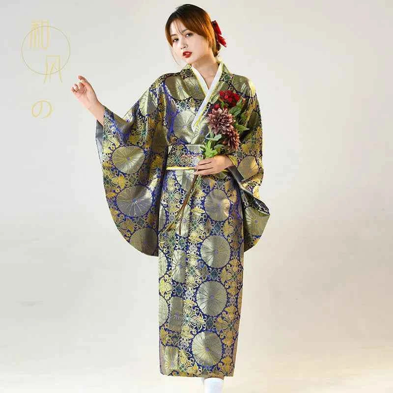 Fashion National Trends Women Sexy Kimono Yukata With Obi Novelty Evening Dress Japanese Cosplay Costume Floral One Size