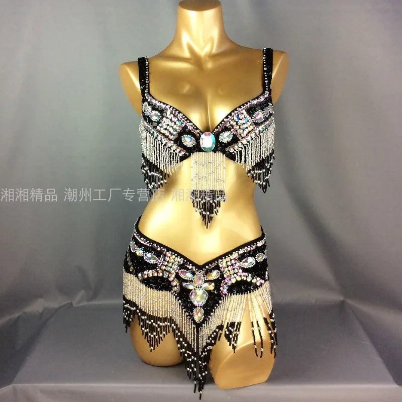 Sexy Girl Belly Dance Costume Wear Bar+Belt 2pc Set 10 Colors Ladies Bellydancing Costumes Bellydance Clothes