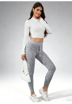 Women's Spring Casual Every Day Stretchy Leggings Solid Color Sports Pants with Elastic Waist Comfortable Stylish Casual Wear