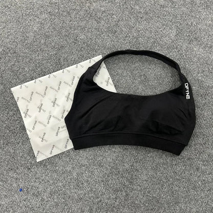 Dfyne Impact Sports Bra Women Seamless Halter Neck Strap Bras with Logo Padded Open Back Yoga Bra Medium Support Gym Crop Top SS69 21.69 DF6-6009 / XS
