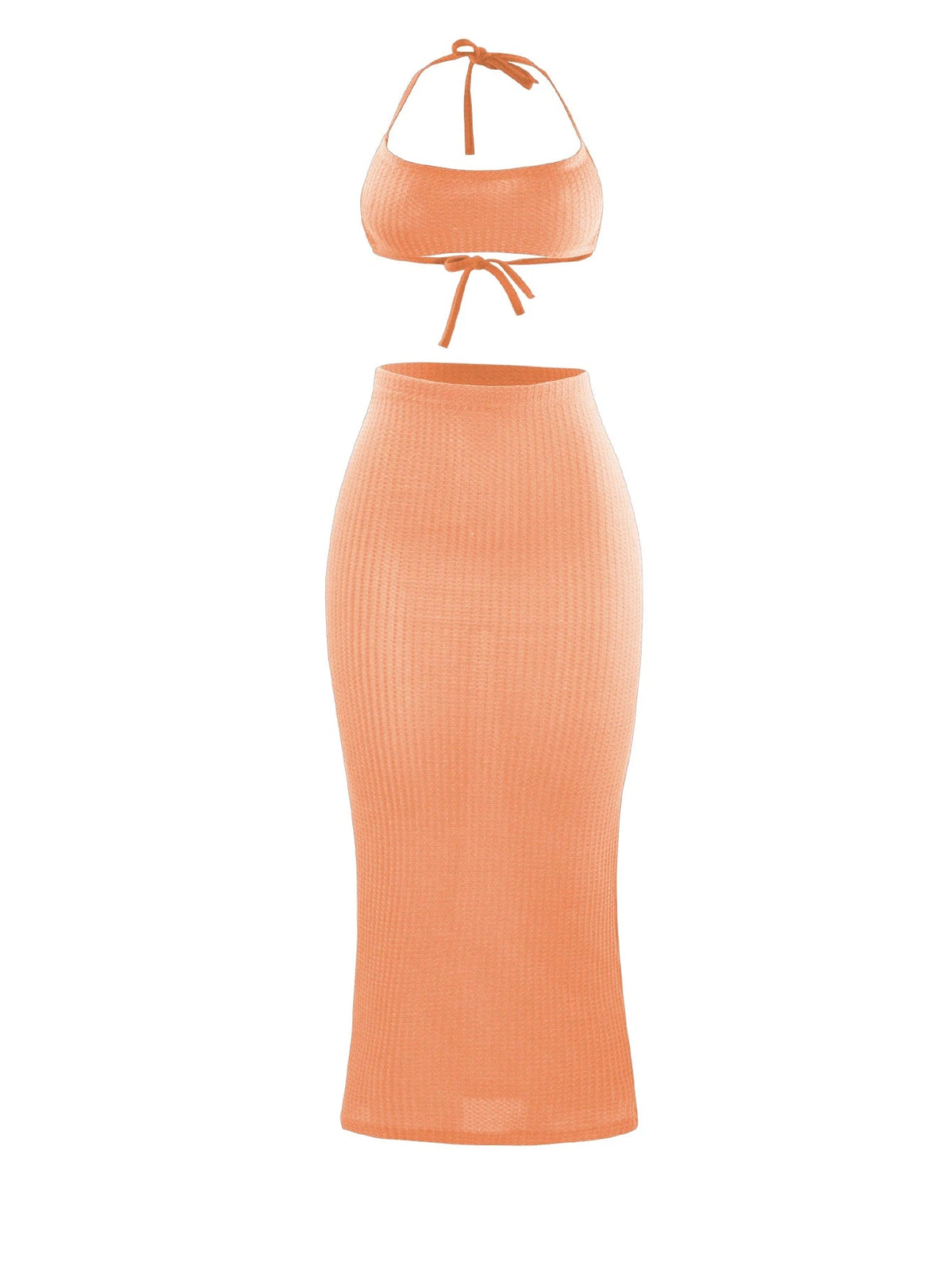 Women Long Skirt 2 Pcs Sets Sexy Strapless Tube Top Bodycon Maxi Skirts Y2k Two Piece Outfit Summer Clothing Beach Wear SS69 15.69 Orange / XS