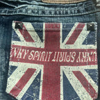 Y2K Retro British Style Flag Graphic Print Mini Shorts Harajuku Gyaru Denim Shorts Women Goth Slim Fit Hip Low Rise Short Pants SS69