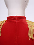 Inlzdz Women's Sequin Tassel Ringmaster Leotard Dress