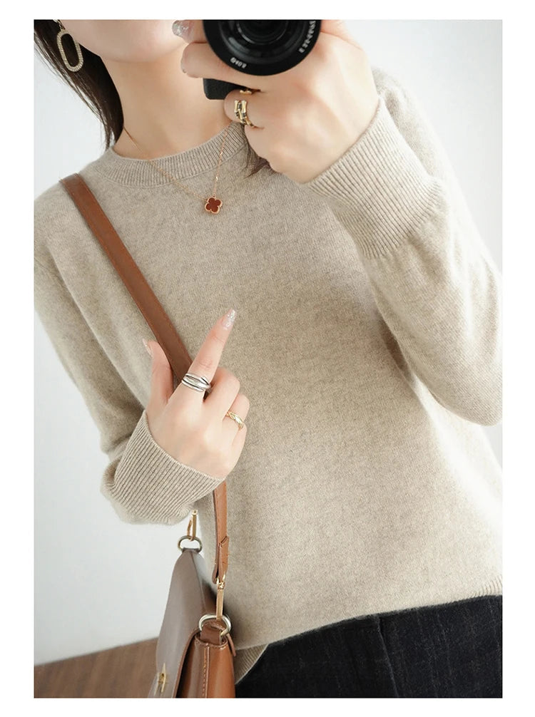 Autumn And Winter Cashmere Sweater Women's Crew Neck Pullover Casual Knitted Top Women's Short Undercoat Fashion 18 Colors SS69