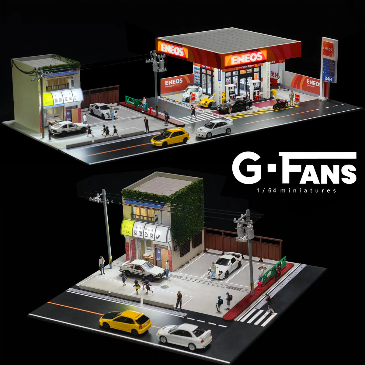 1/64 Scale Diecast Car Garage Diorama with LED Lighting