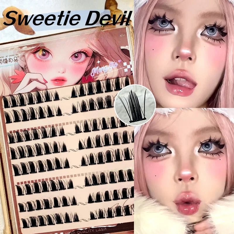 Little Devil False Eyelashes Manga Lashes Reusable Natural Thick Fluffy Soft Single Individual Cluster Eye Extension Beauty Tool SS69