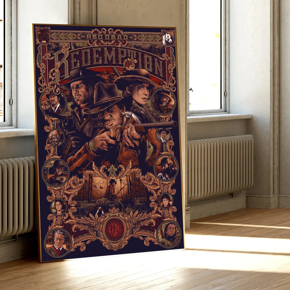 Red Dead Redemption 2 Wall Poster, Waterproof Adhesive PP Paper Art Print