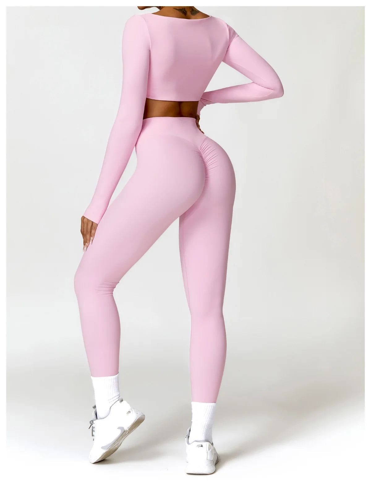2PCS Yoga Suit Sports Set Women Quick-Drying Gym Set Women Tracksuit Running Workout Long Sleeve Sports Shirt Yoga Clothing SS69