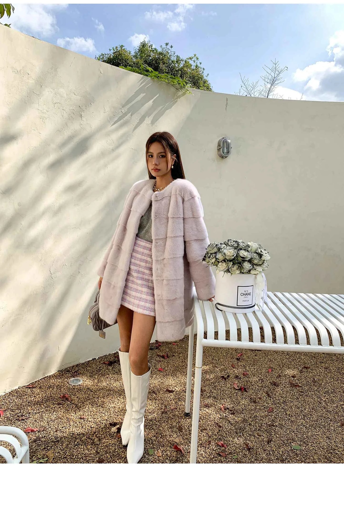 HDHOHR 2025 New 100% Real Mink Fur Coat Women Fashion Essential Natural Mink Fur Jackets Warm Royel Blue Winter Fur Coat