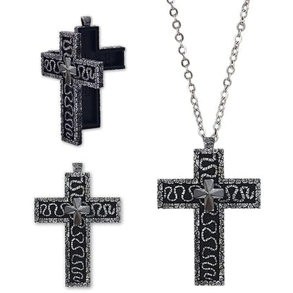 with Secret Compartment Cross Pendant Necklace Openable Stainless Steel Chain Pendant Necklace Vintage 3D Printed Charm Jewelry SS69 7.69 as show