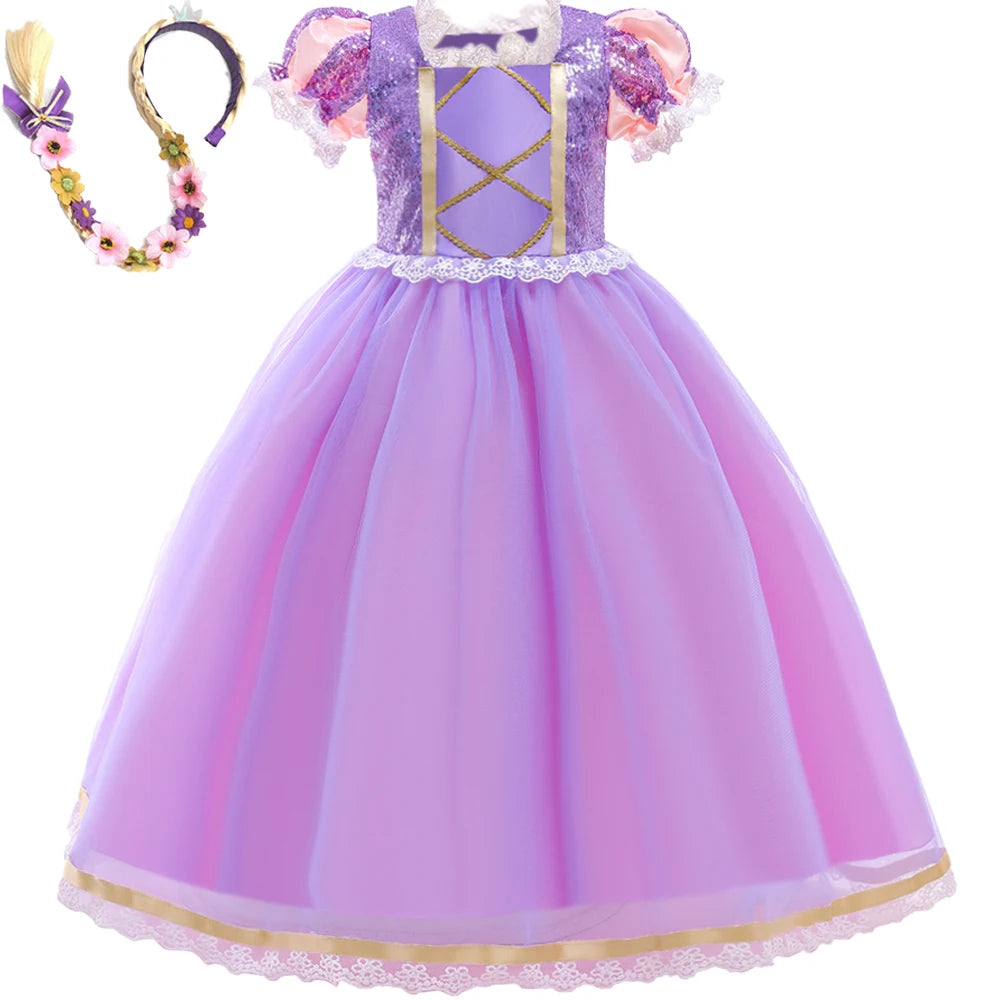FSMKTZ Girls Rapunzel Princess Puff Sleeve Ball Gown