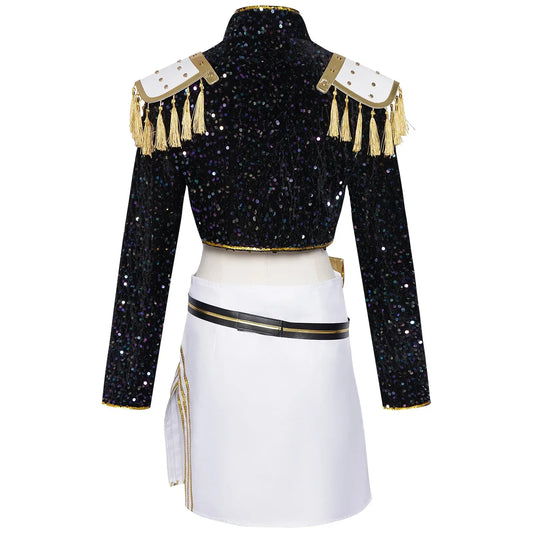 Kids Rumi Zoey Mira Cosplay KPop Demon Hunters Costume Women Girls Black Golden Suit Saja Boys Halloween Role Playing Outfits