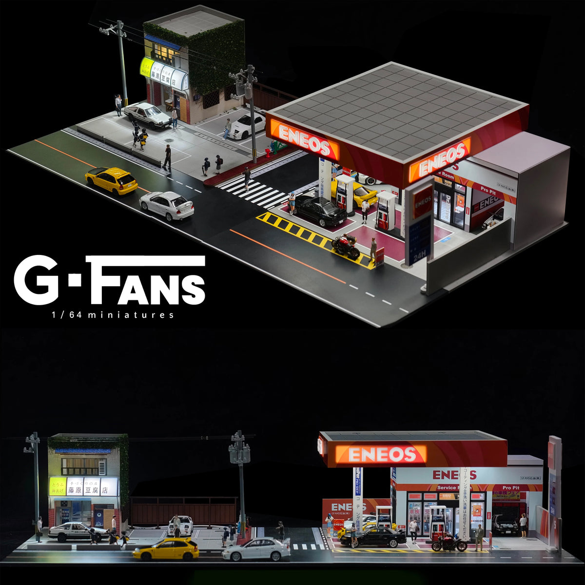 1/64 Scale Diecast Car Garage Diorama with LED Lighting
