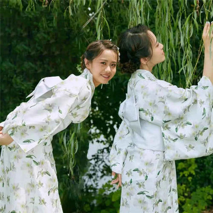 Printed Floral Traditional Japanese Kimono Elegance Asian Sakura Girl Kimono Dress Japanese Style New