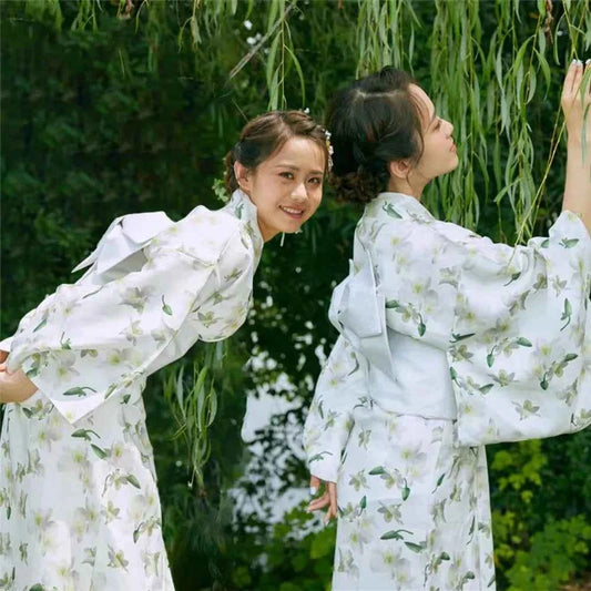 Printed Floral Traditional Japanese Kimono Elegance Asian Sakura Girl Kimono Dress Japanese Style New