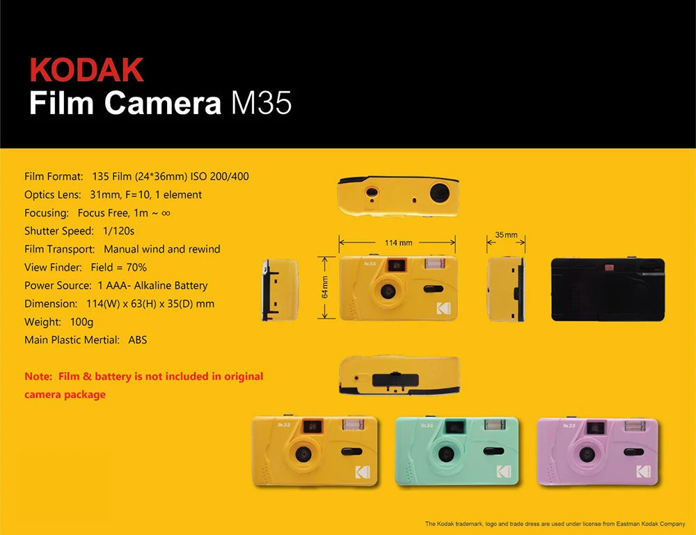 Kodak M35 35mm Reusable Film Camera with Built-in Flash