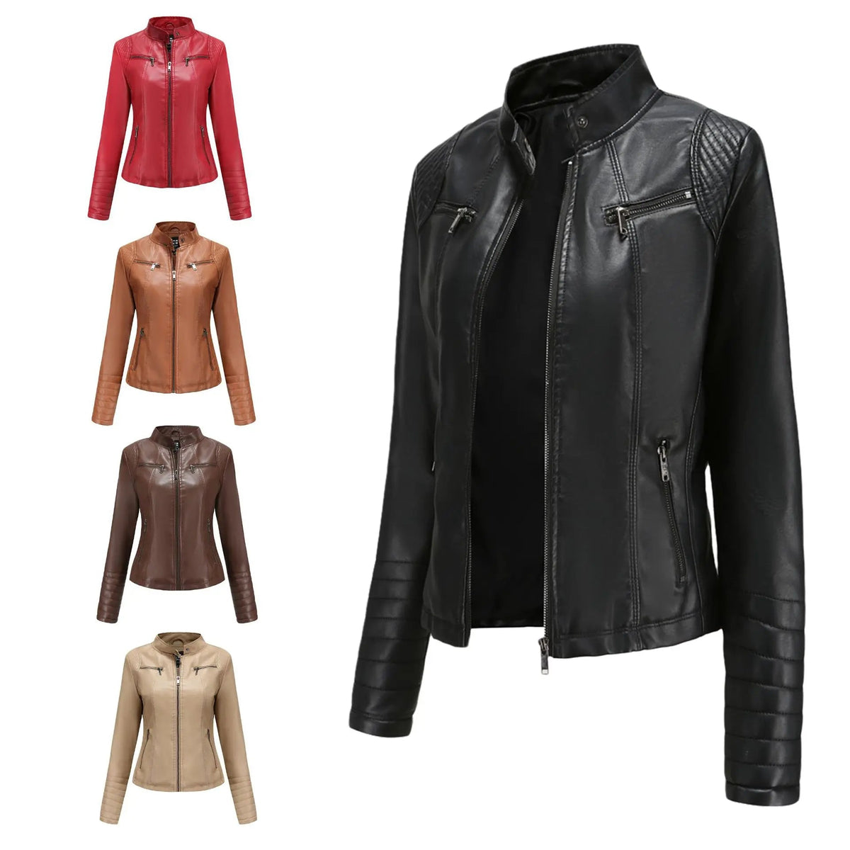 2025 Steampunk Rock Rivet Women's Leather Jacket Slim Short Streetwear Gothic Embroidery PU Leather Locomotive Coat Femme SS69