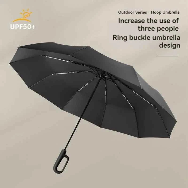 Automatic Umbrella for Men Women Fully Opened Ring Buckle Design 20 Ribs Extra Large Folding Strong Sunshade Double Umbrella