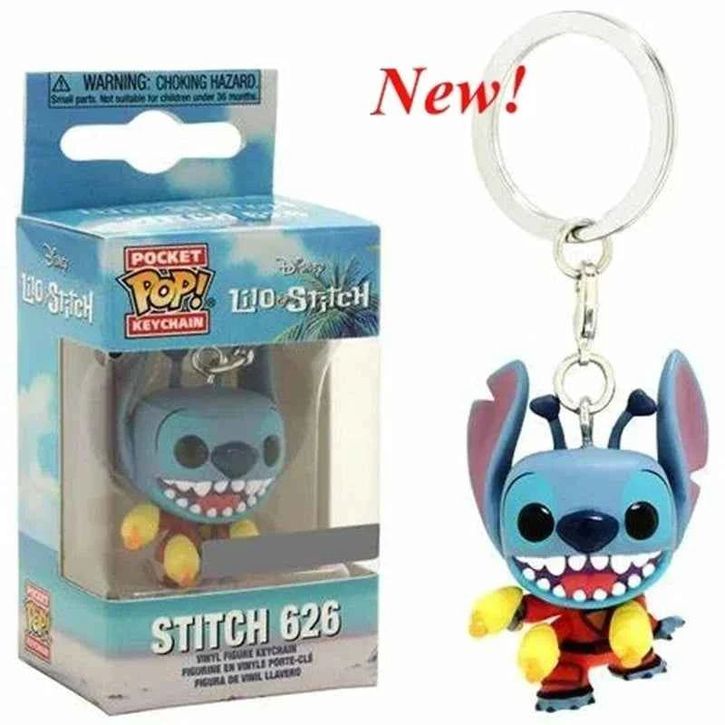 New 22 Styles Funko Pocket pop Keychains Mickey Mouse Minnie Donald Duck Stitch Angel Elvis TIKI Lilo Scrump Vinyl Figure Toys