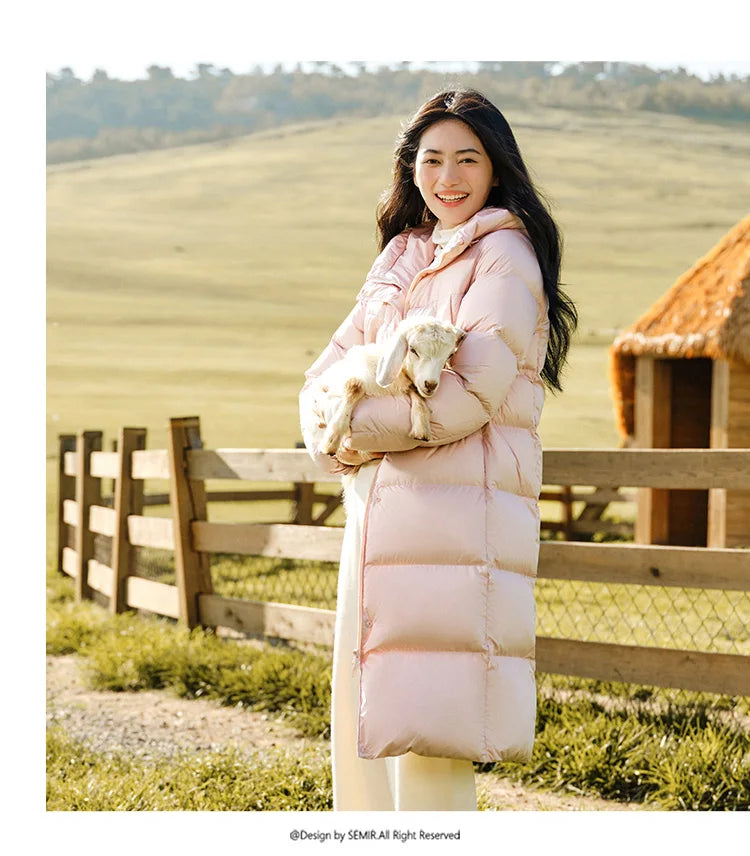 Semir Women's Long Hooded Down Jacket - 90% Duck Down