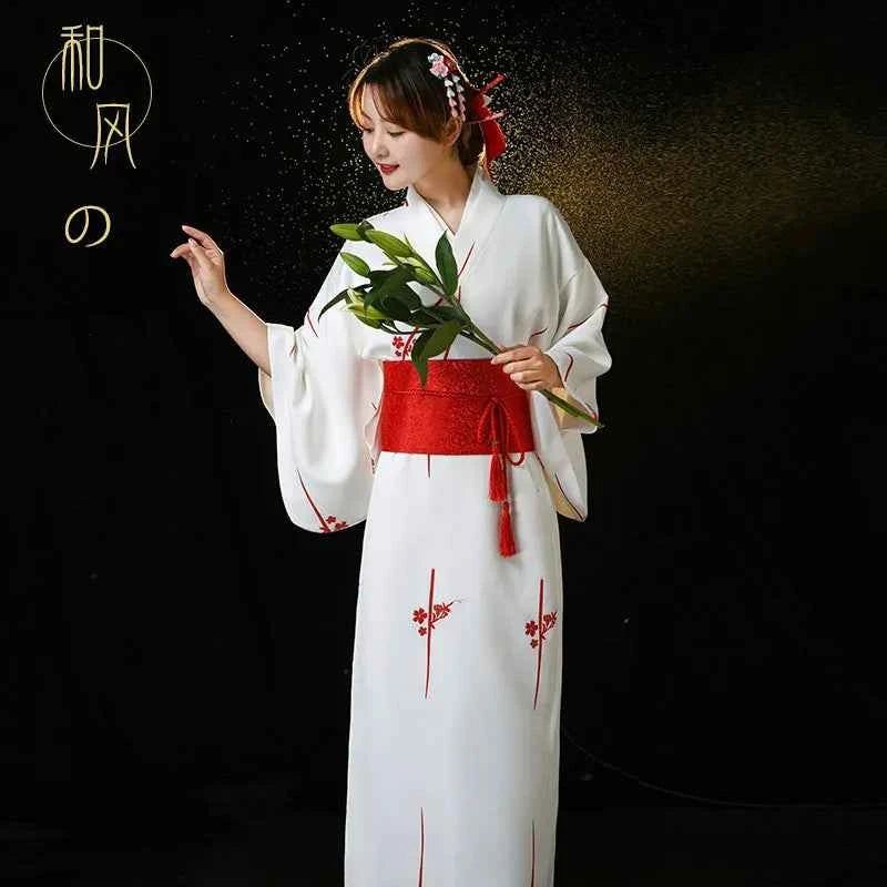 Fashion National Trends Women Sexy Kimono Yukata With Obi Novelty Evening Dress Japanese Cosplay Costume Floral One Size